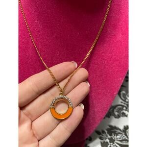 Melania Clara art deco orange pendant necklace
